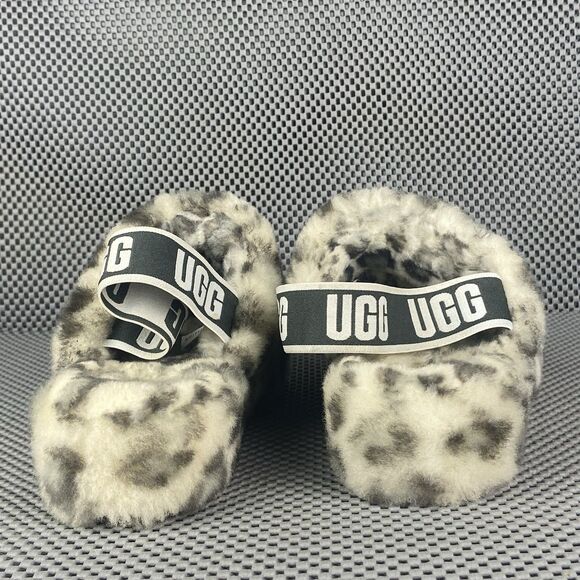 UGG Fluff Yeah Slides Slippers Womens 8 Leopard Animal Print Elastic Slingback - Picture 9 of 12
